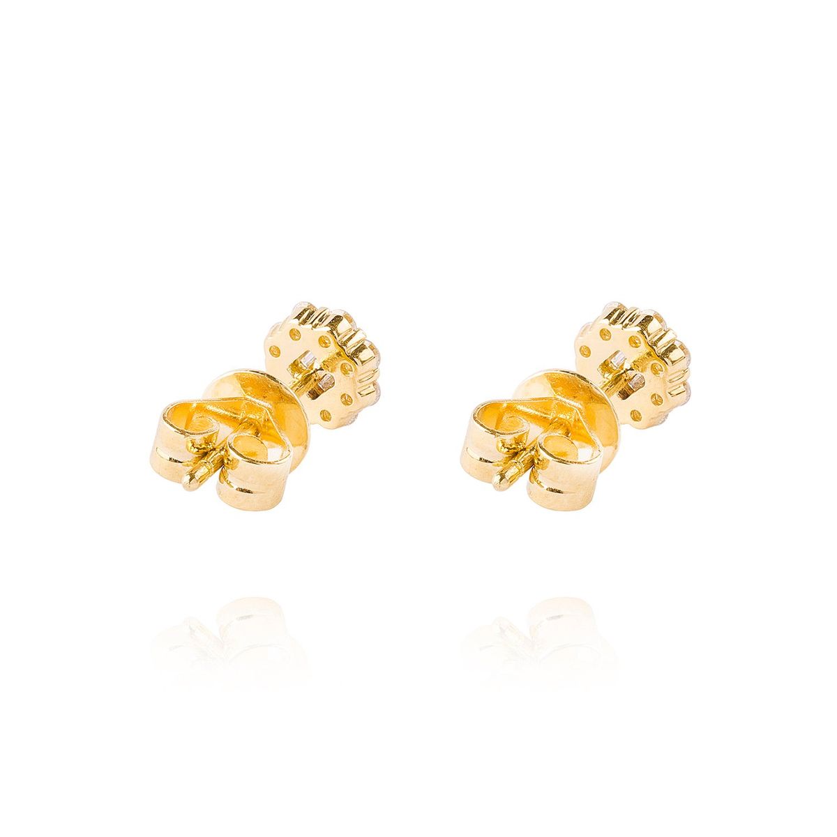 JB JOYAS BARON - Aros Oro Amarillo 18kt Roseta de Diamantes 27 Pts