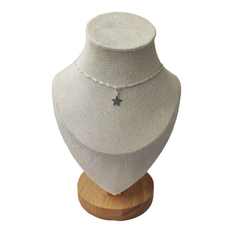 GENERICO - Cadena singapur con colgante estrella satinada de 8 mm de plata 925