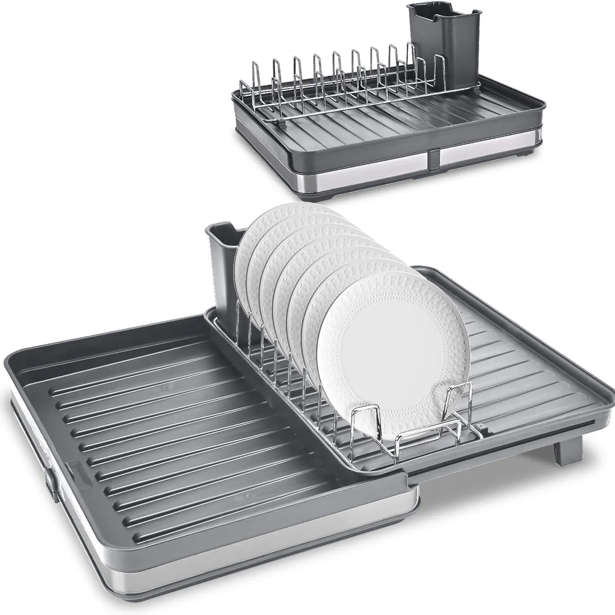 GENERICO - Secaplatos Escurridor Cocina Acero Inoxidable Plegable Loza