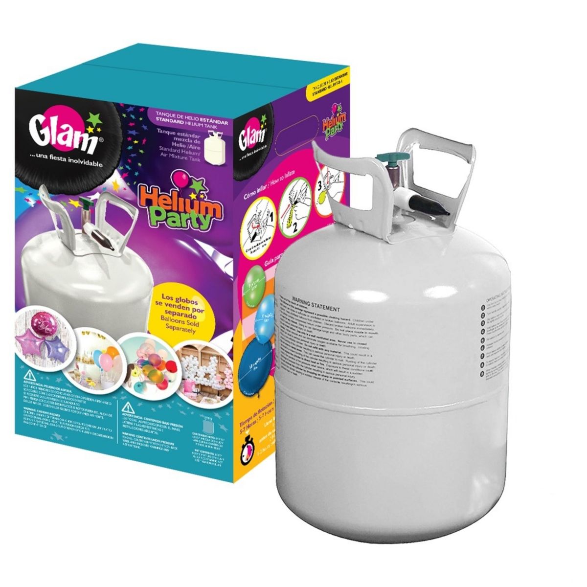 GLAM - Glam Tanque Cilindro Gas Helio Ultra Liviano Para 20 Globos