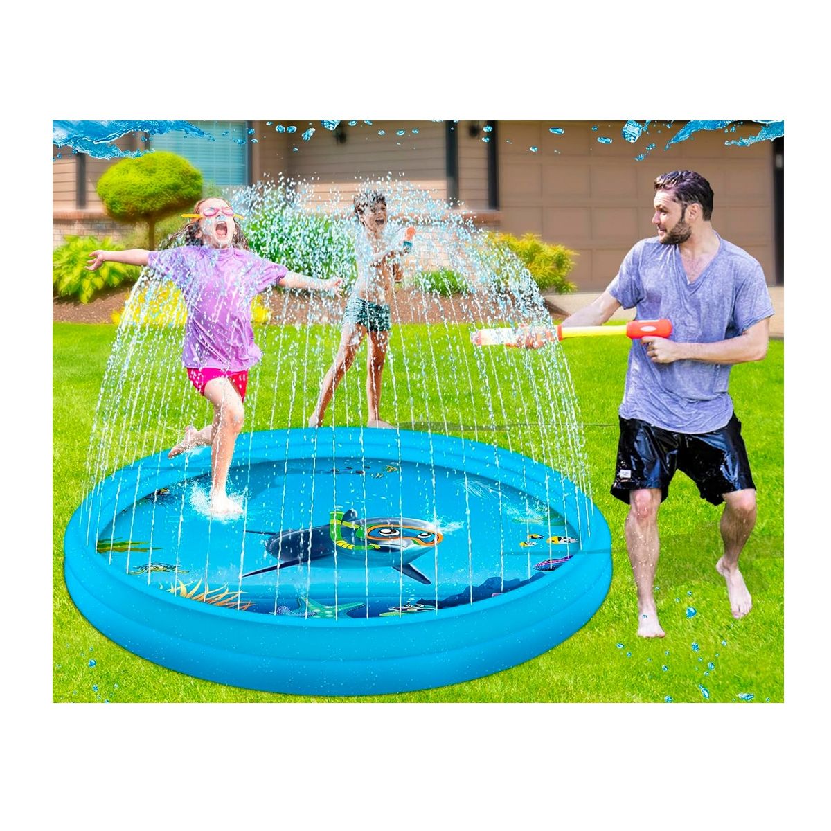 GENERICO - Piscina inflable lanza agua aspersor niños exterior