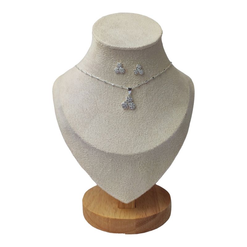 GENERICO - Conjunto cadena, colgante y aros flores con circones de plata 925