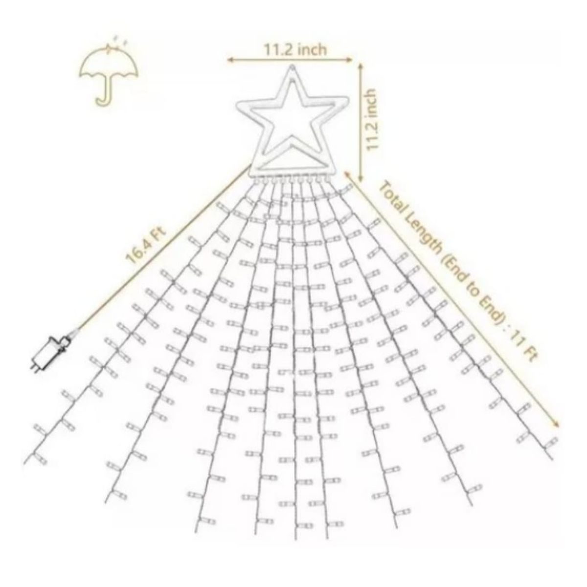 GENERICO - Luces Cascada Arbol Navidad Estrella Lluvia de luces CALIDA