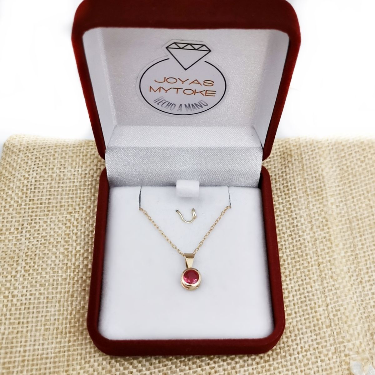 JOYAS MYTOKE - Collar Rubi Oro18 Kilates Colgante Punto Luz Mujer Amor