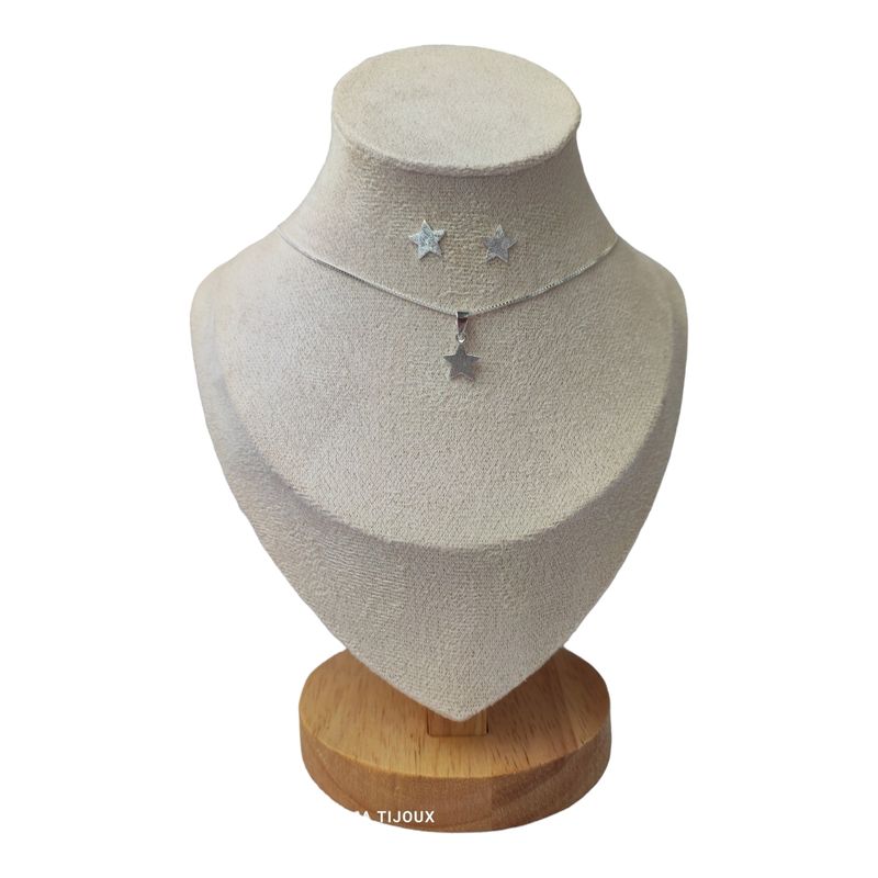 GENERICO - Conjunto estrella satinada de 8mm de plata 925