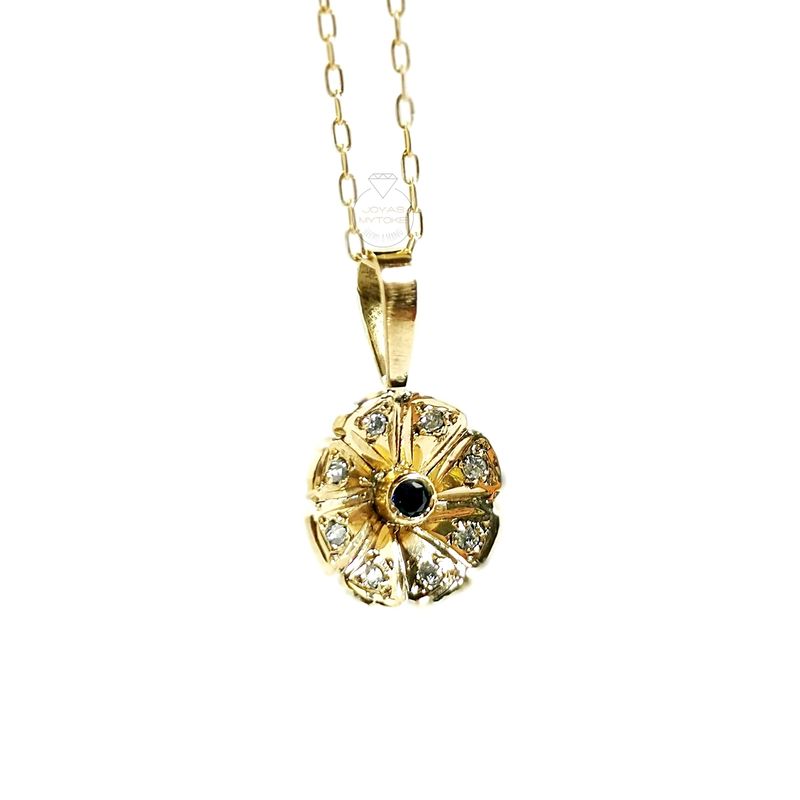 JOYAS MYTOKE - Collar Oro 18k Rosita Zafiro Cristal Austriaco Mujer Amor