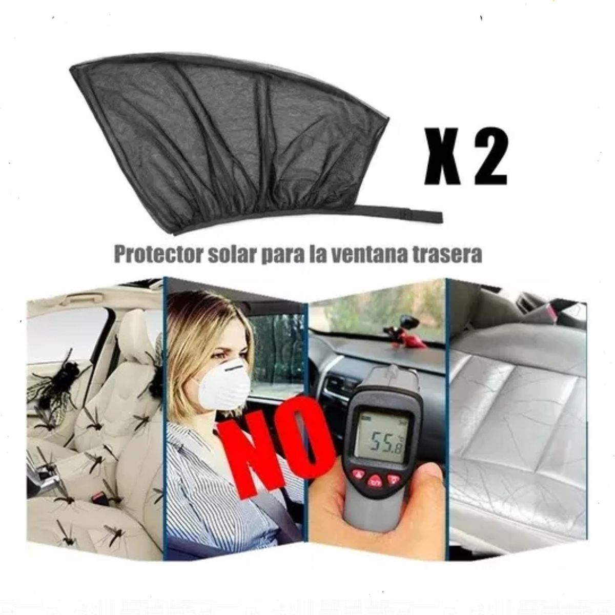 GENERICO - Pack X2 Malla Protector Sol Mosquito Para Ventana Auto