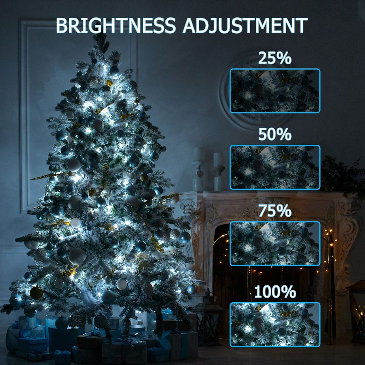 VATYERTY - Luces de Navidad para exteriores  200 luces LED Blanco