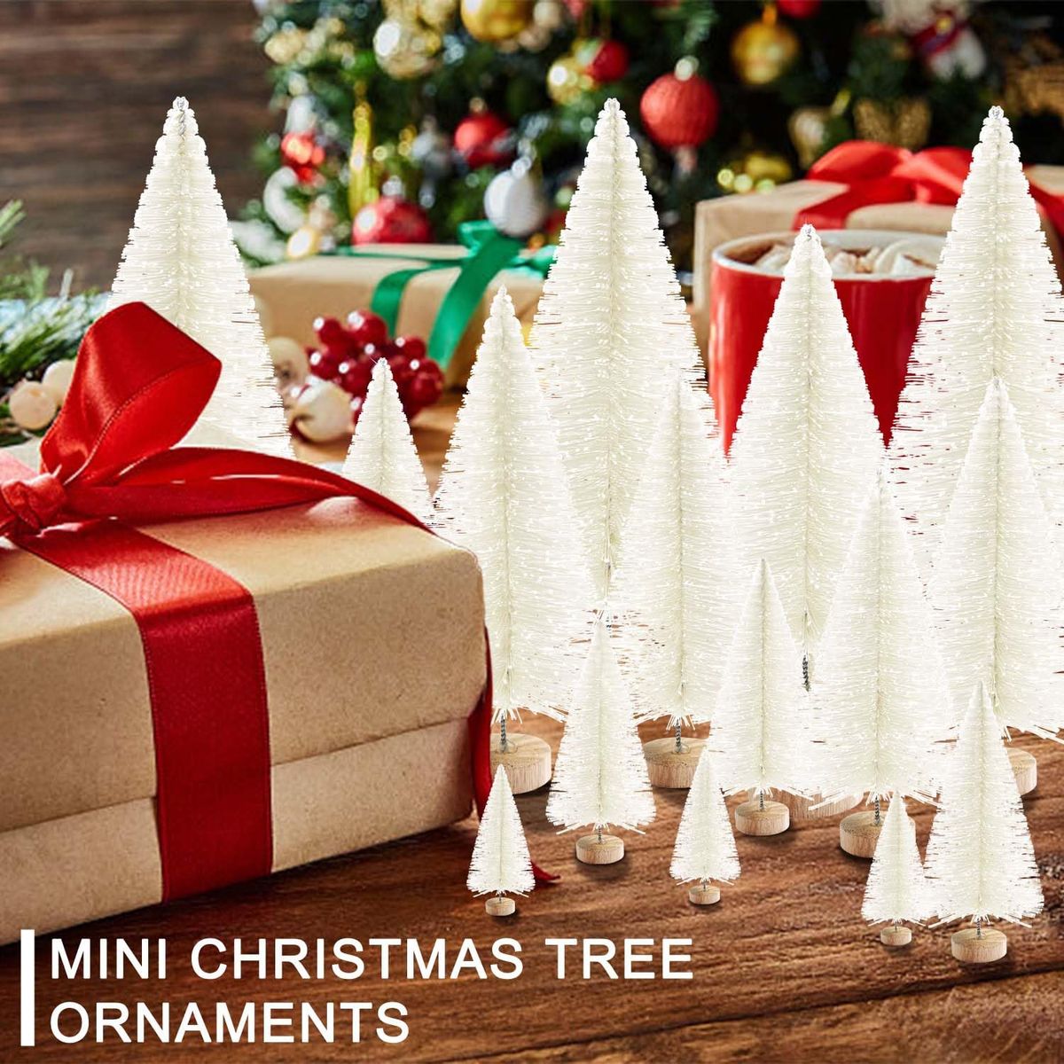 VATYERTY - 30 pcs Mini arboles artificiales para árbol de Navidad blanco