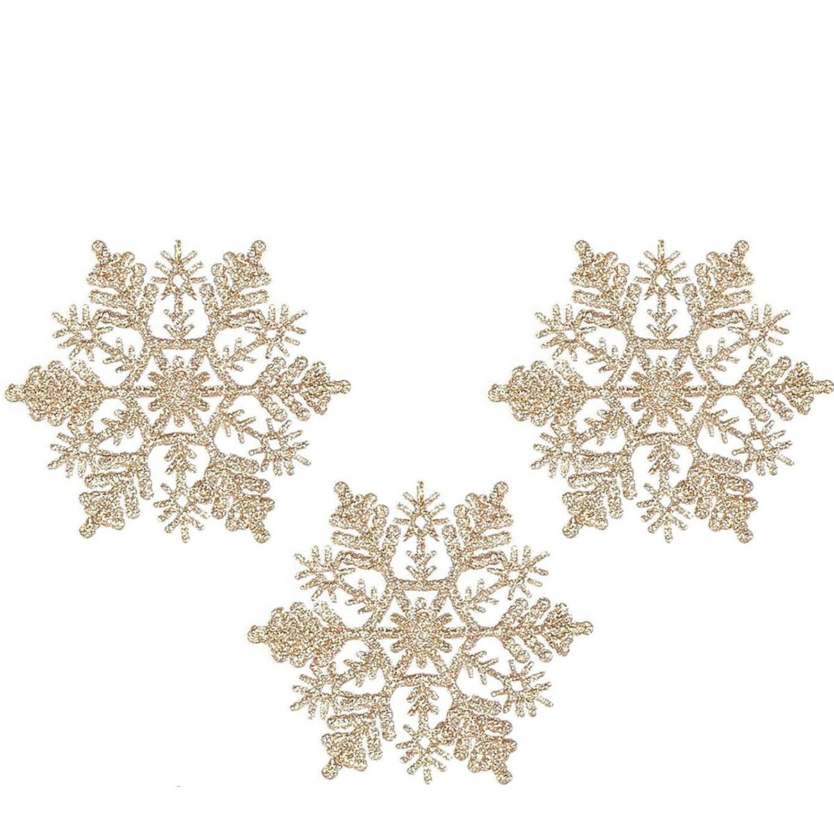 VATYERTY - 24 piezas Colgante de pared Navidad copo de nieve oro