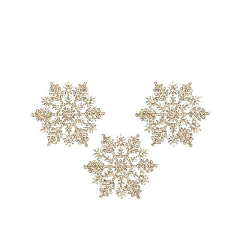 VATYERTY - 24 piezas Colgante de pared Navidad copo de nieve oro