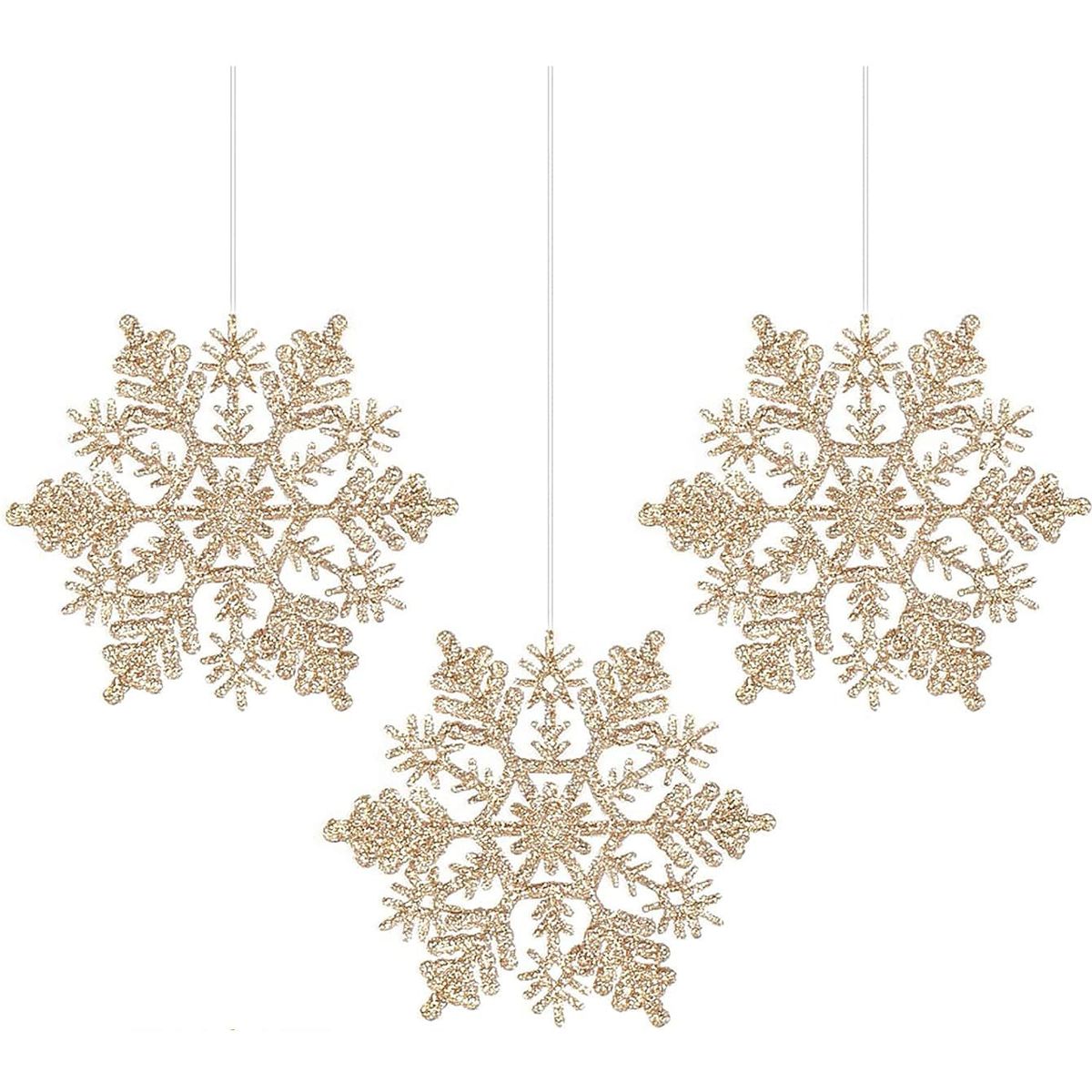 VATYERTY - 24 piezas Colgante de pared Navidad copo de nieve oro