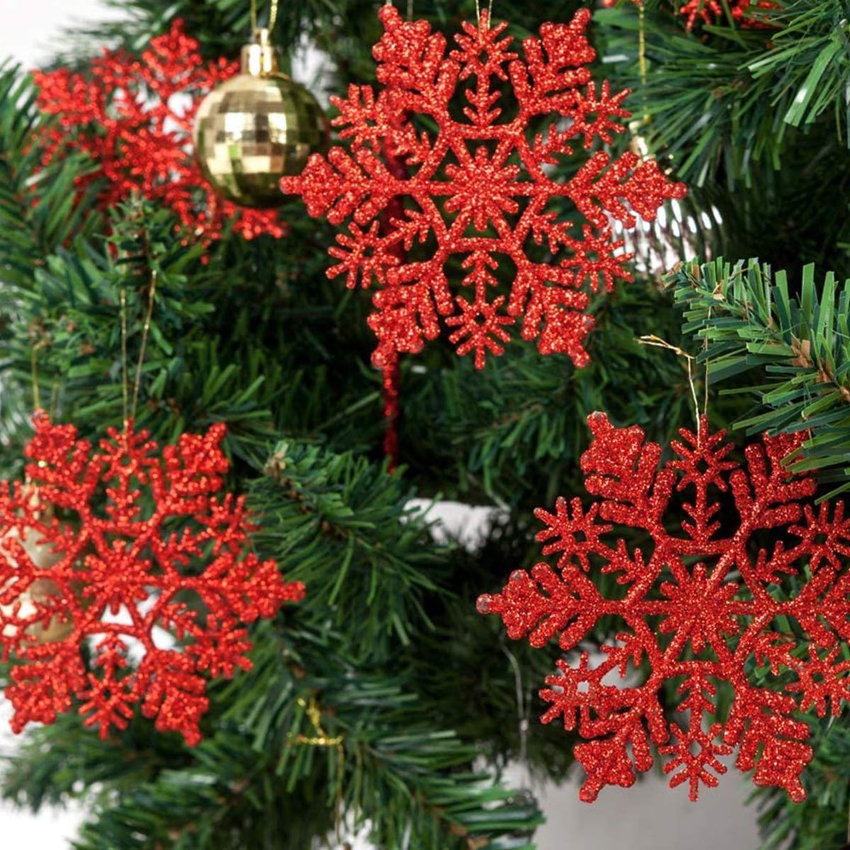 VATYERTY - 24 piezas Colgante de pared Navidad copo de nieve rojo