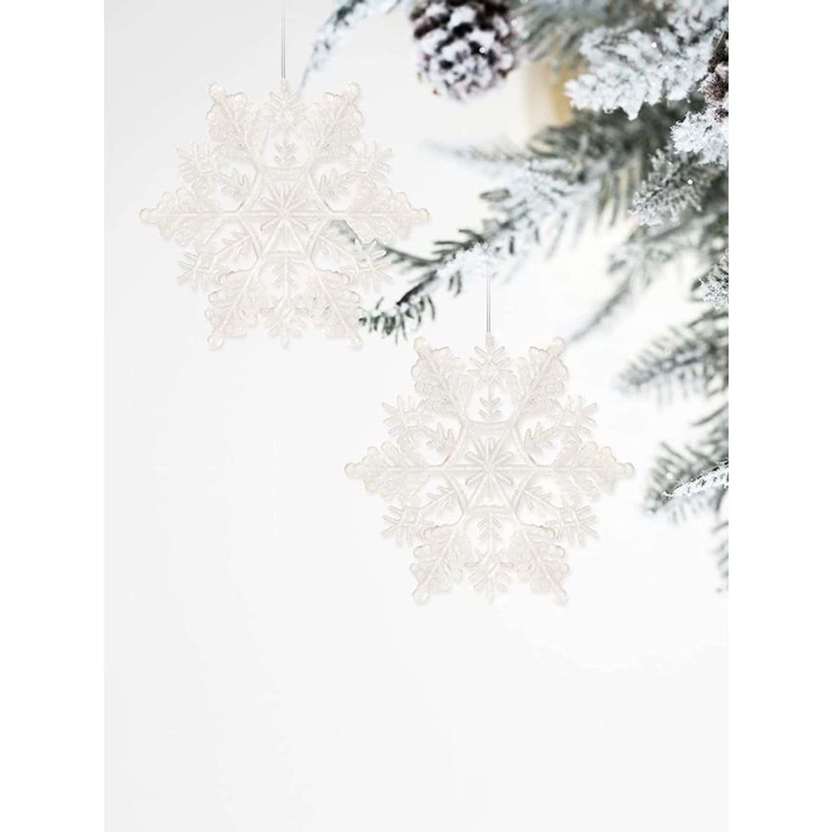 VATYERTY - 24 piezas Colgante de pared Navidad copo de nieve blanco