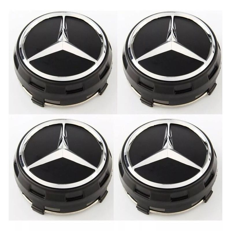 KUANGYE - Centros De Llantas para Mercedes Benz Tapa Negra 75 Mm