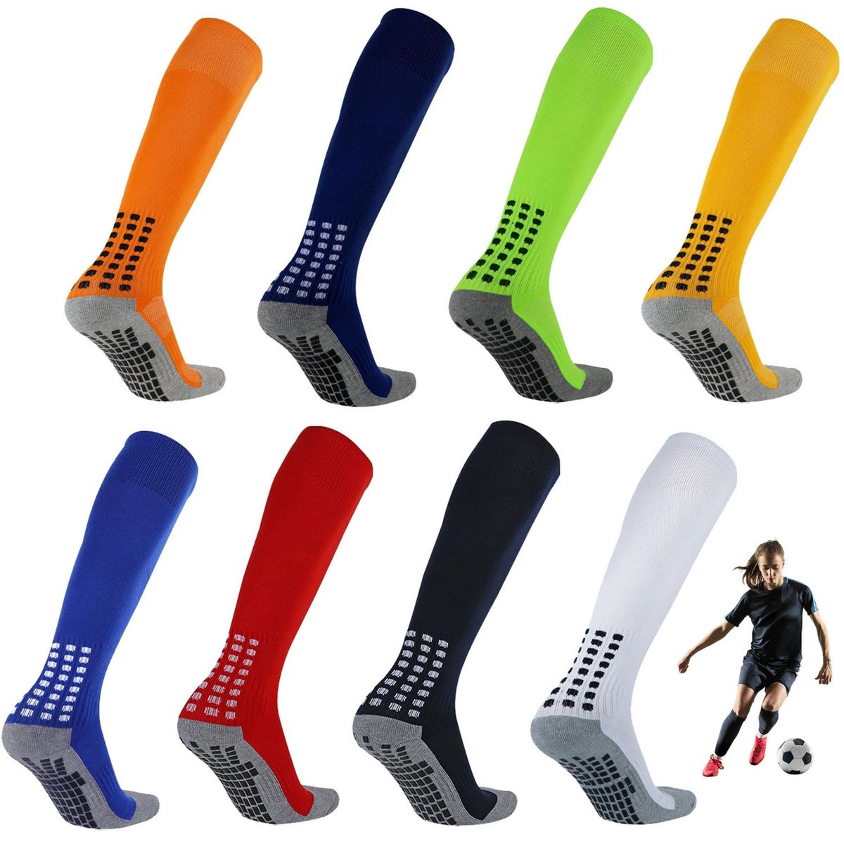 EVERSO - Pack 12 Media De Fútbol Deportiva Antideslizante Larga