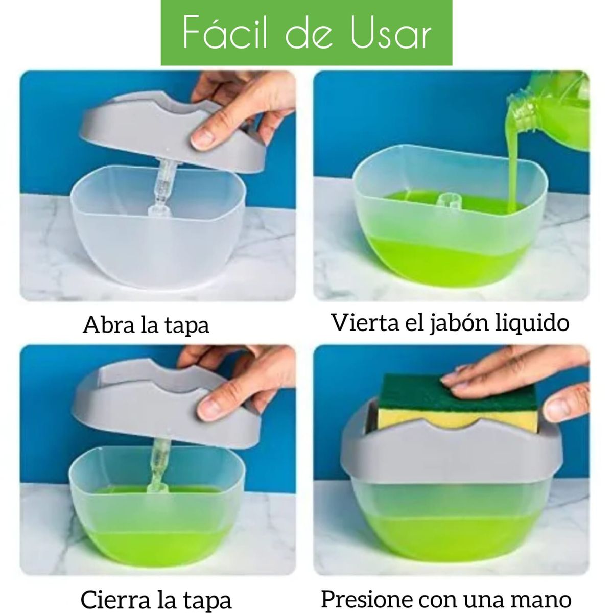 GENERICO - Duo Pack Dispensadores De Líquido Para Cocina Con Esponja