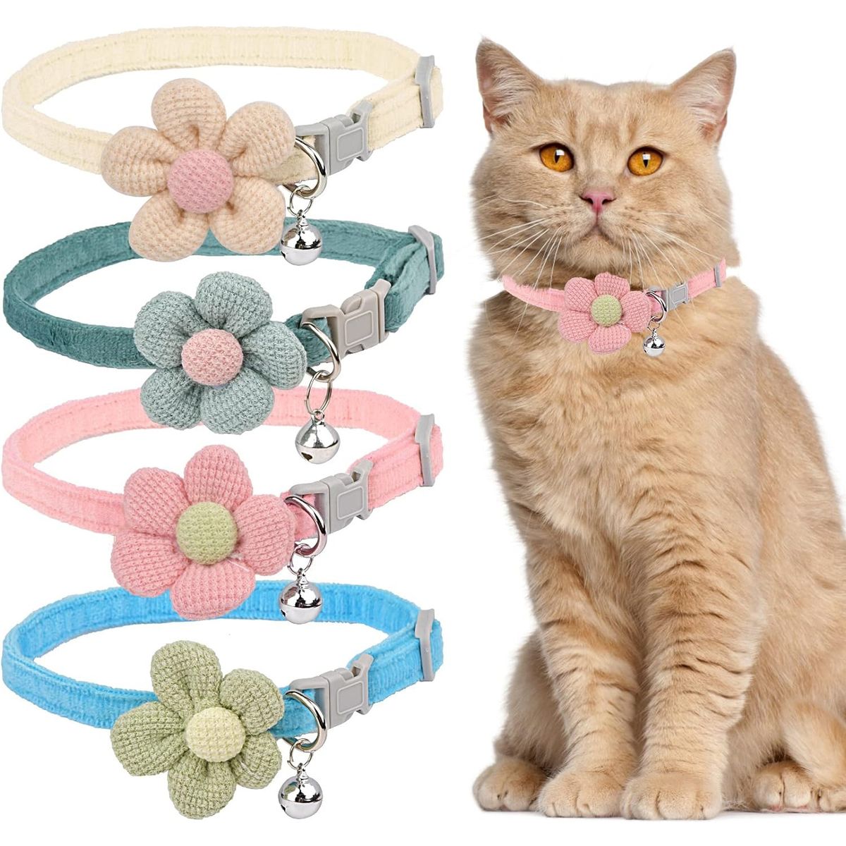 WELDMON - 4pk collares de mascota ajustable con hebilla de liberación