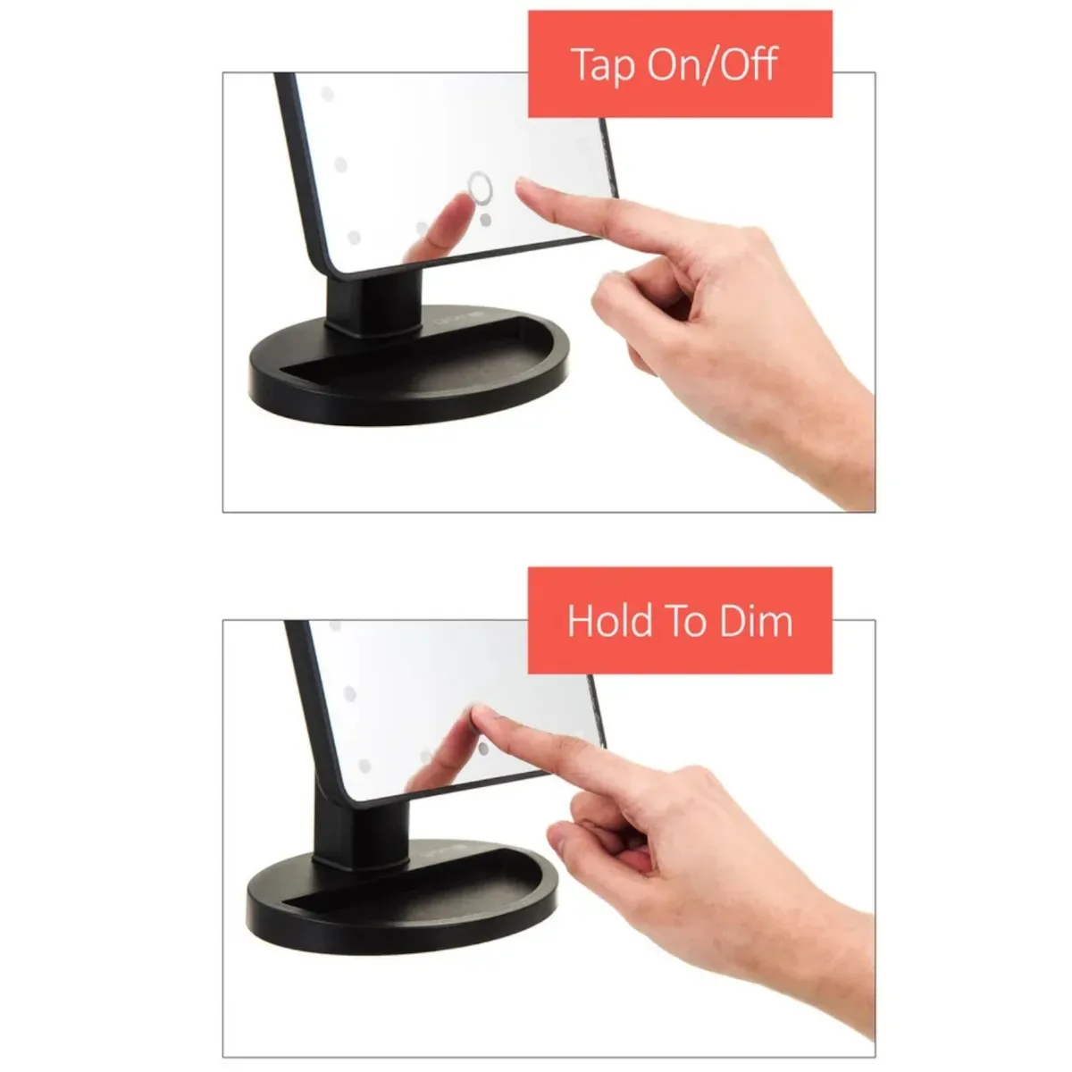 GENERICO - Espejo Luz Led Tactil Maquillaje Portatil Giratorio