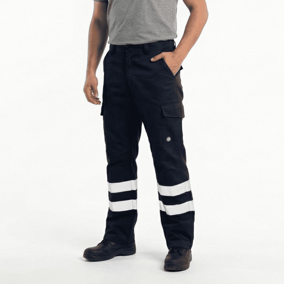 T-WORLD - Pantalón Cargo Gabardina Con Cinta Reflectante Hombre