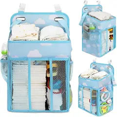 PARTYGLOBOS - Organizador Cambiador Pañales Para Cuna Carrito De Pañal - Celeste - 42