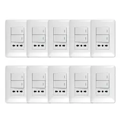 WANT - 10 Tomacorriente Simple 10/ 16A 250V + Interruptor Doble 9/ 12 10A