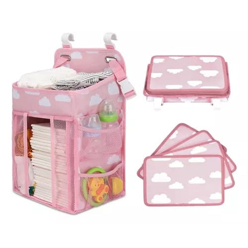GENERICO - Organizador Cambiador Pañales Para Cuna Carrito De Pañal ROSADO
