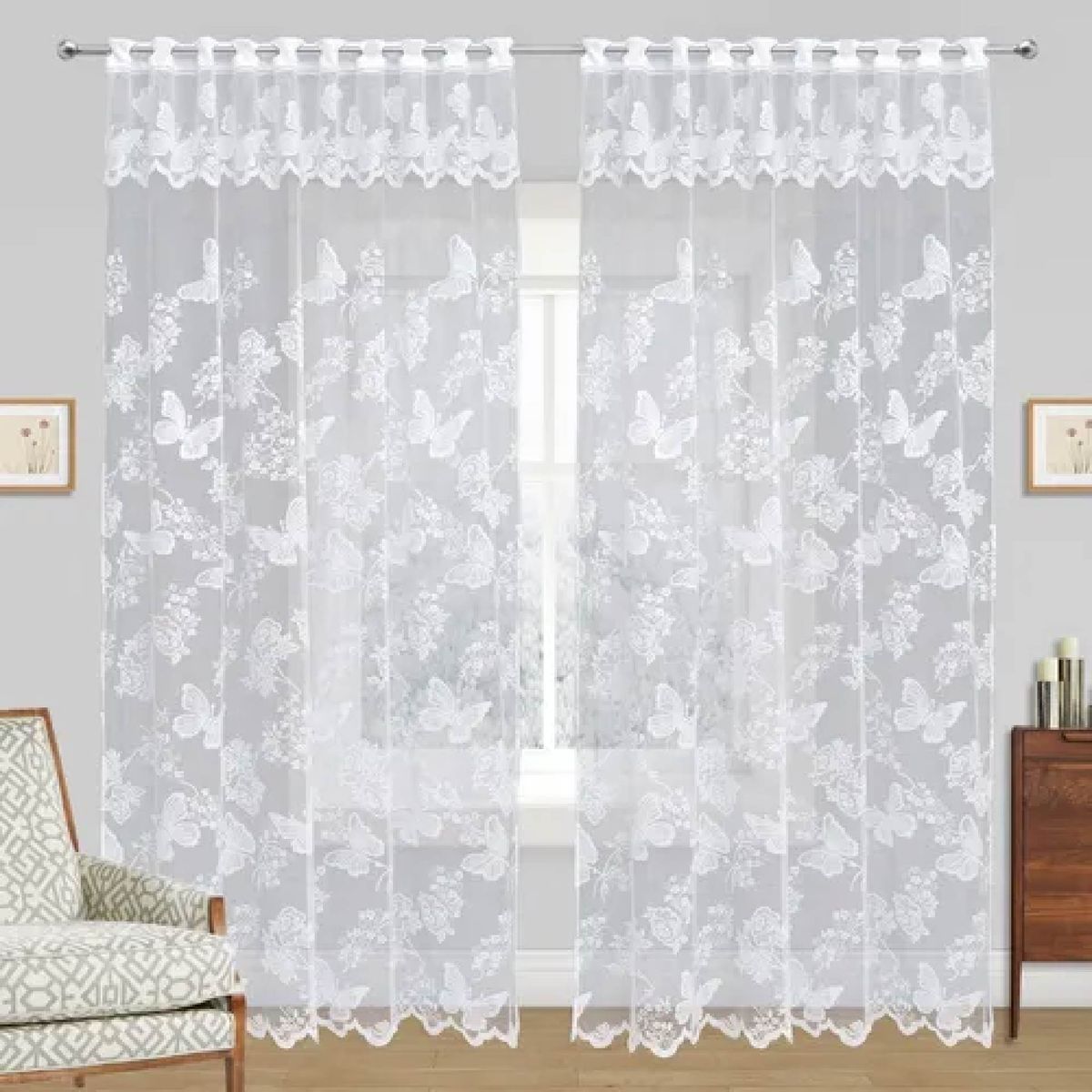 GENERICO - Set cortina de visillo 2 paños (3mts)