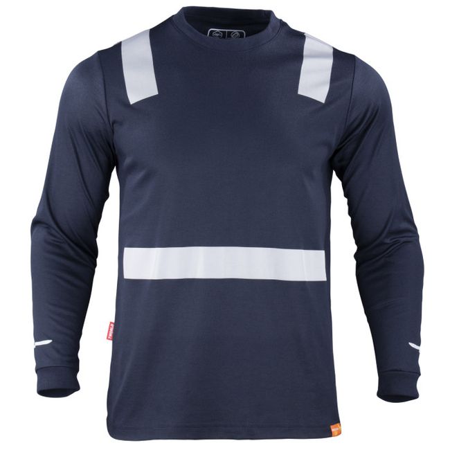 T-WORLD - Polera Credondo Hibrida Manga Larga Con Cinta Reflectante