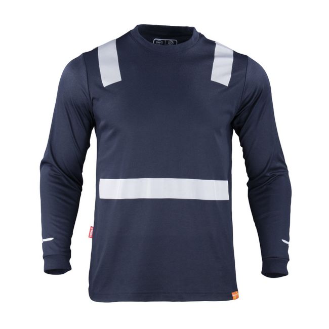 T-WORLD - Polera Credondo Hibrida Manga Larga Con Cinta Reflectante