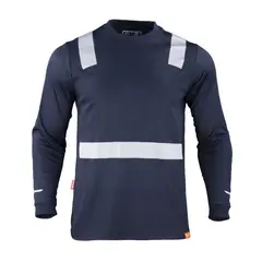 T-WORLD - Polera Credondo Hibrida Manga Larga Con Cinta Reflectante