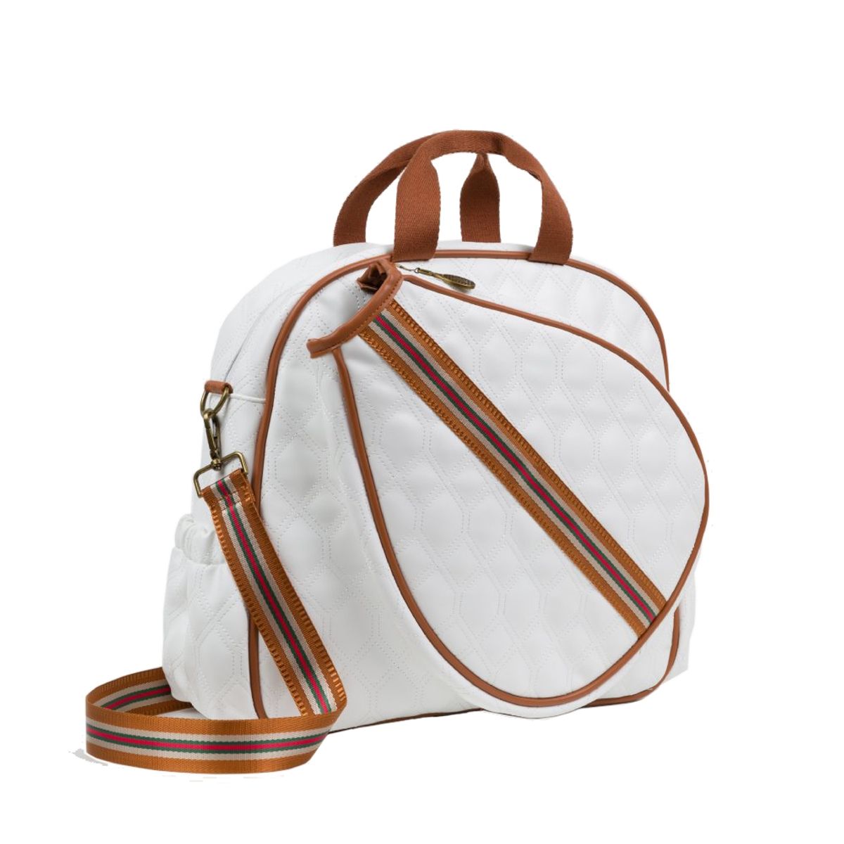 OPHIRA - Bolso Pádel Menorca Blanco Strap Rojo verde y Beige