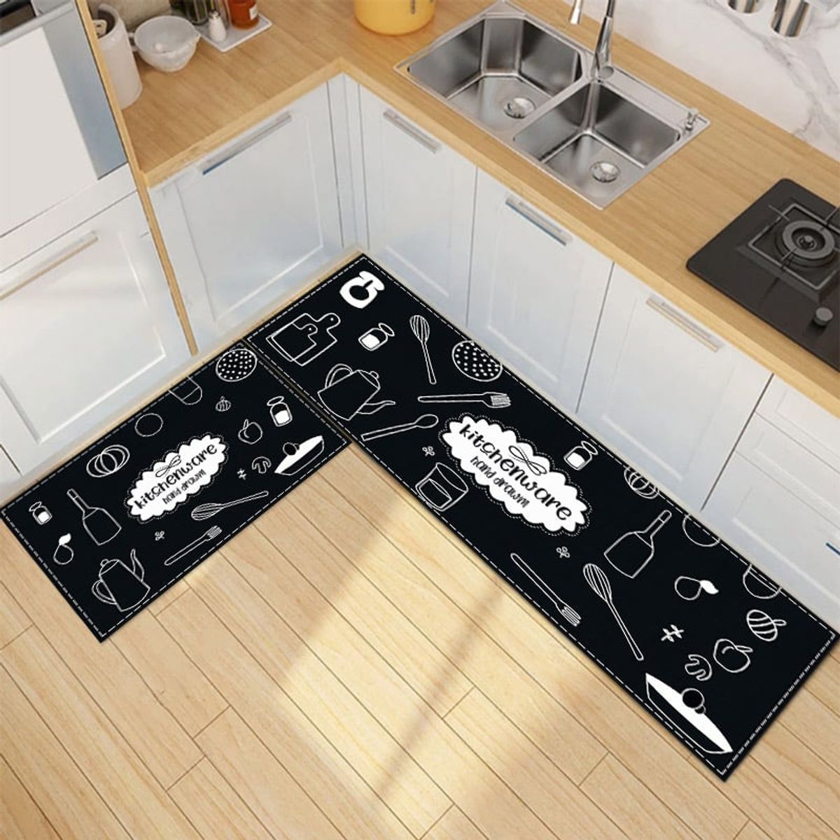 GENERICO - Pack 2 Alfombra De Cocina Antideslizante Piso Entrada De Baño