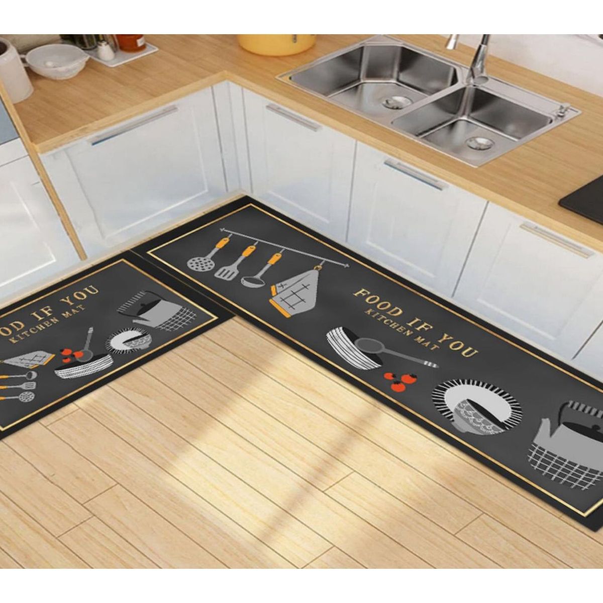 GENERICO - Pack 2 Alfombra De Cocina Antideslizante Piso Entrada De Baño