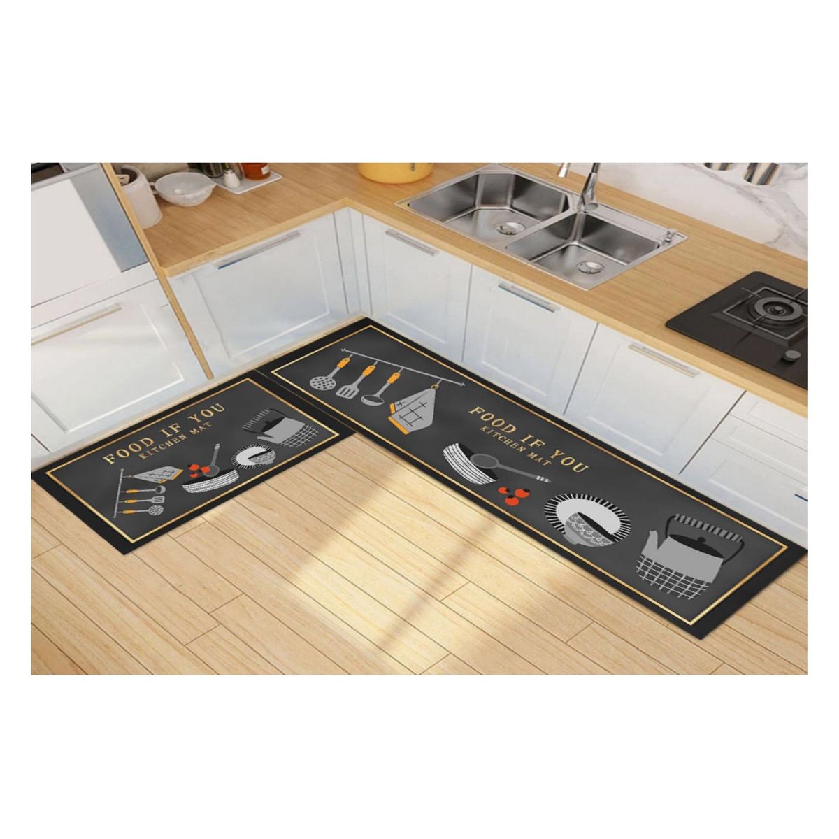GENERICO - Pack 2 Alfombra De Cocina Antideslizante Piso Entrada De Baño