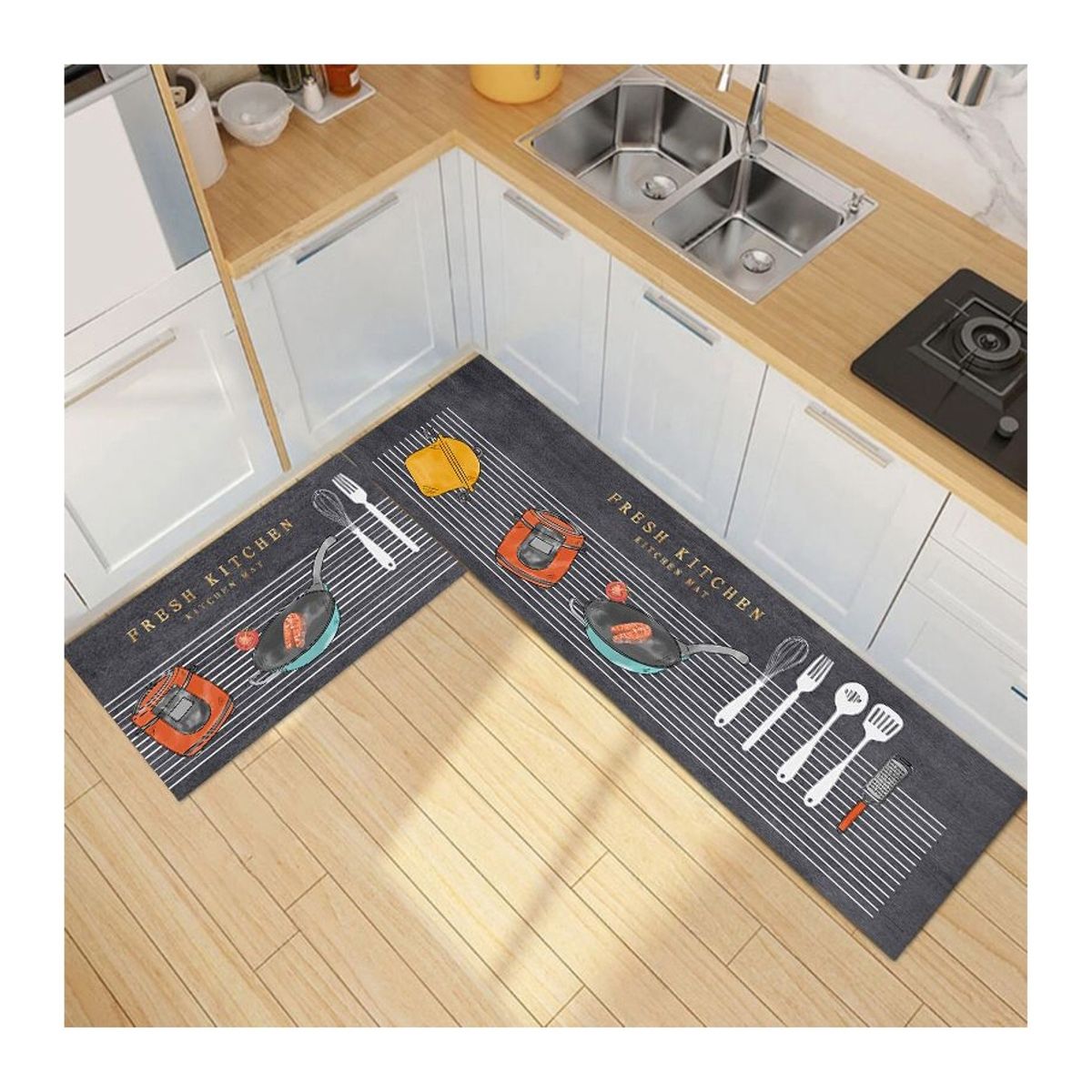 GENERICO - Pack 2 Alfombra De Cocina Antideslizante Piso Entrada De Baño