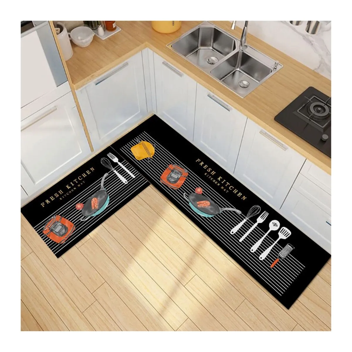 GENERICO - Pack 2 Alfombra De Cocina Antideslizante Piso Entrada De Baño