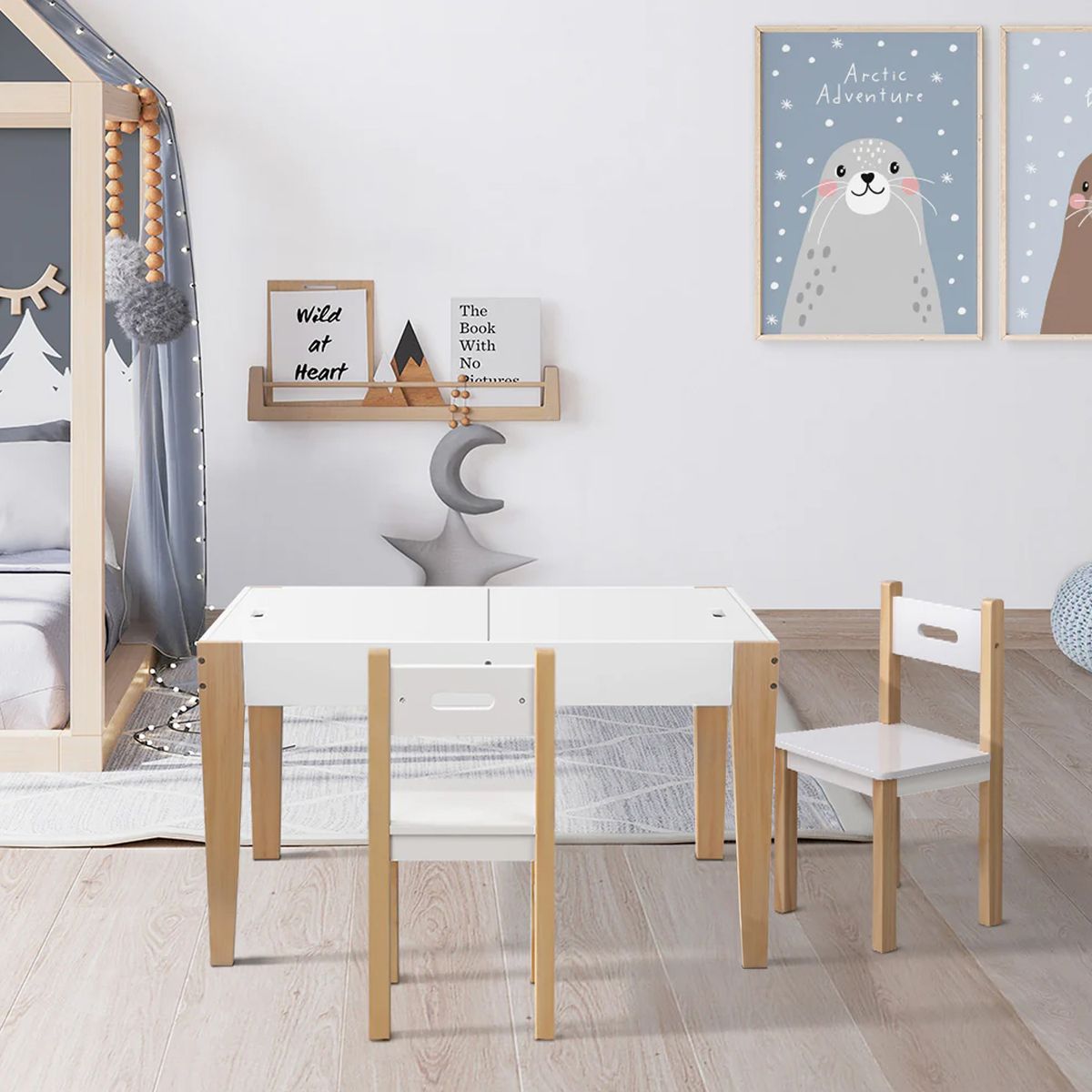 FORM DESIGN - Pack Infantil 1 Mesa 2 sillas Santino Natura/Blanco Form