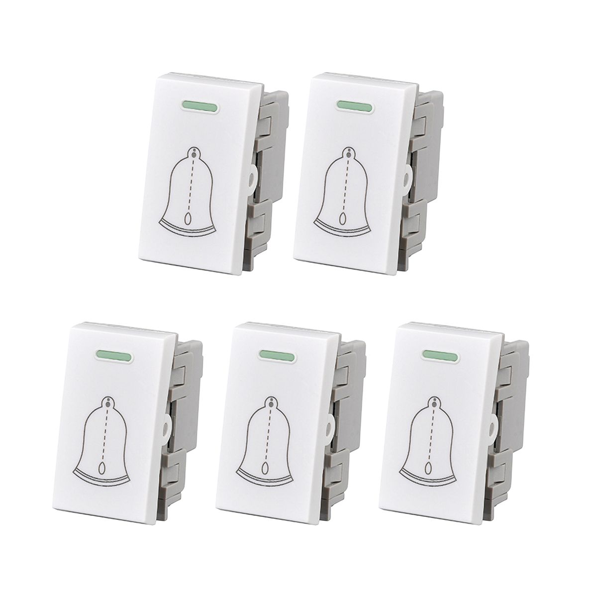 GENERICO - Pack 5 Modulo Interruptor Pulsador 10A 250V Diseño Campana Blanco