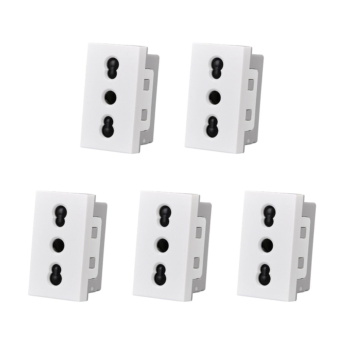 GENERICO - Pack 5 Modulo Tomacorriente 10/16A 250V Blanco