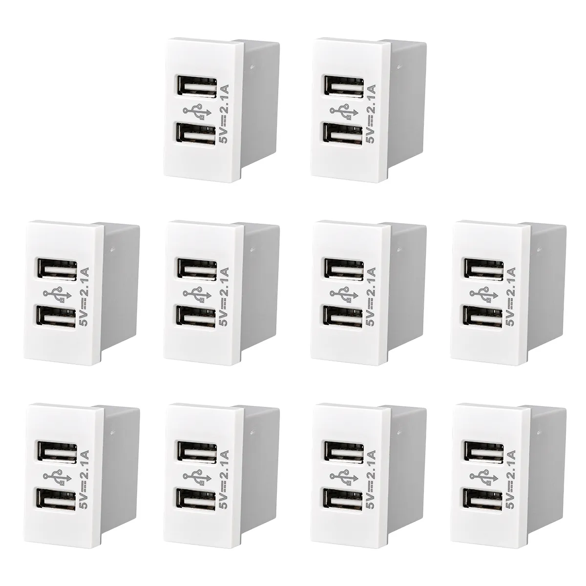 GENERICO - Pack 10 Modulo Para UBS 5V 2.1A Blanco