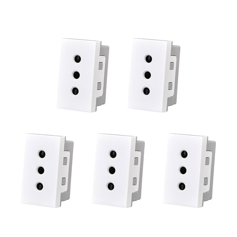 GENERICO - Pack 5 Modulo Tomacorriente 10A 250V Blanco