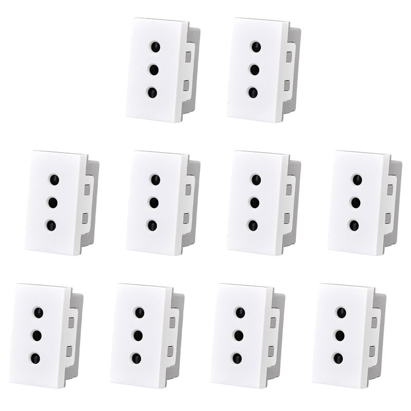 GENERICO - Pack 10 Modulo Tomacorriente 10A 250V Blanco