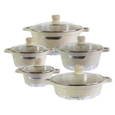 Imagen 2 del producto Batería de Cocina 10 Piezas Altas Granito Antiadherente BEIGE