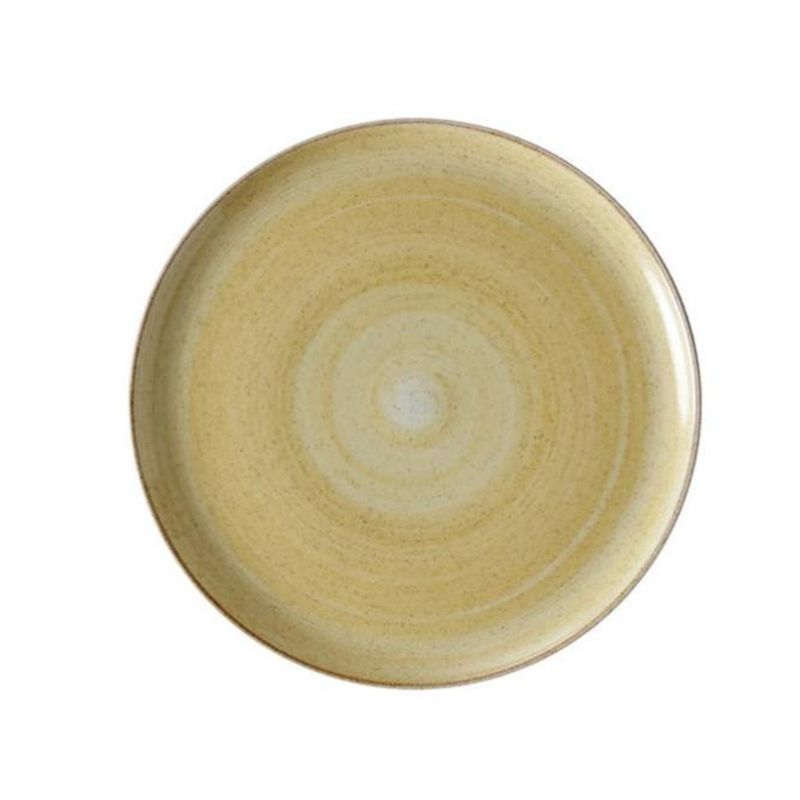CORONA - Plato coupede porcelana 23,6 cm mostaza Artisan