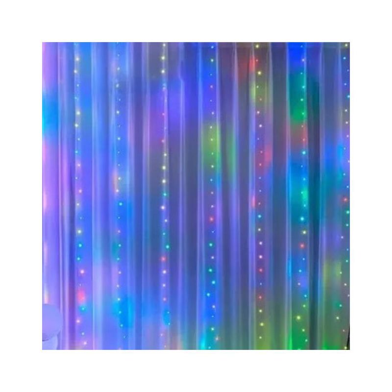 GENERICO - Cortina Navidad Fiesta Guirnalda Cascada 3x2 MulticolorCorriente