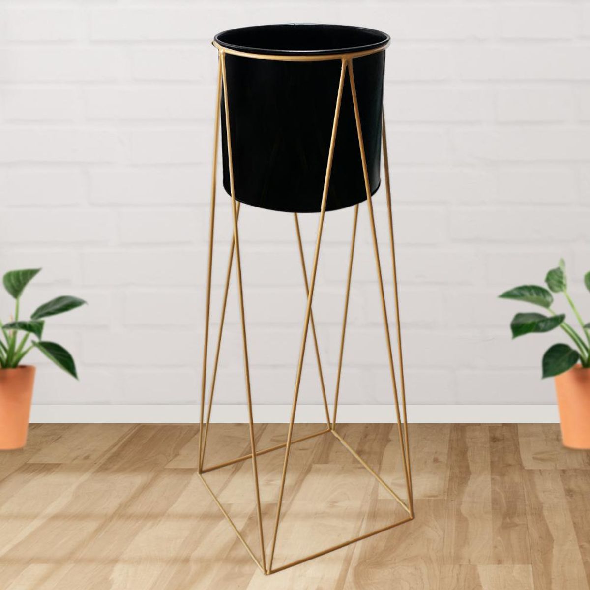 GENERICO - Maceta Macetero Pedestal Decorativo grande Negro