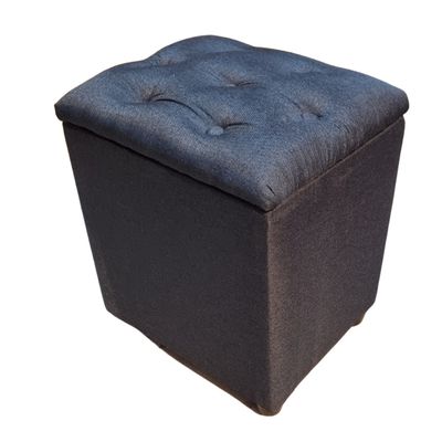 Imagen 2 del producto Pouf Baul Negro Lino 40x33x45 Rimar