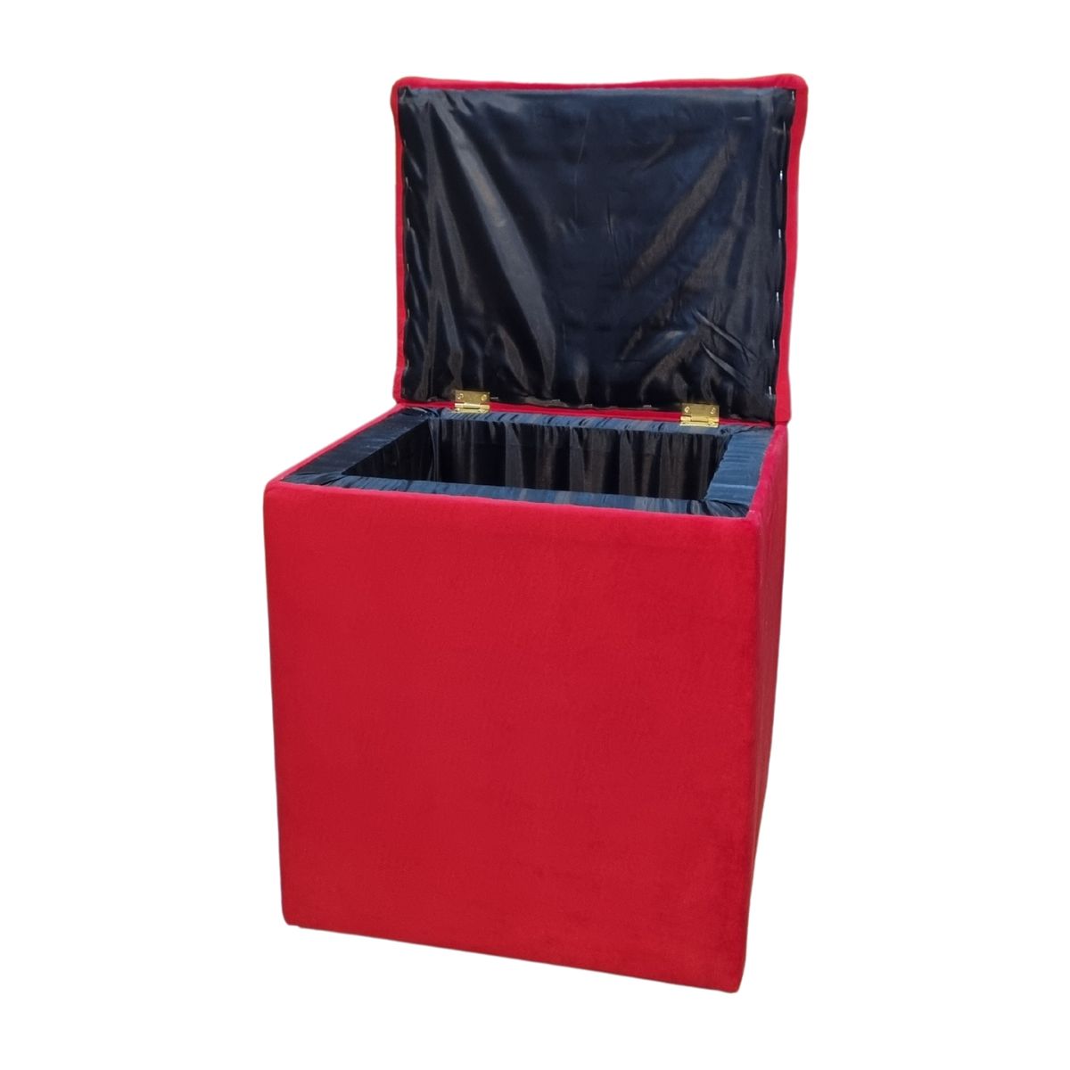 GENERICO - Pouf Baul Rojo Felpa Botone 40x33x45 Rimar