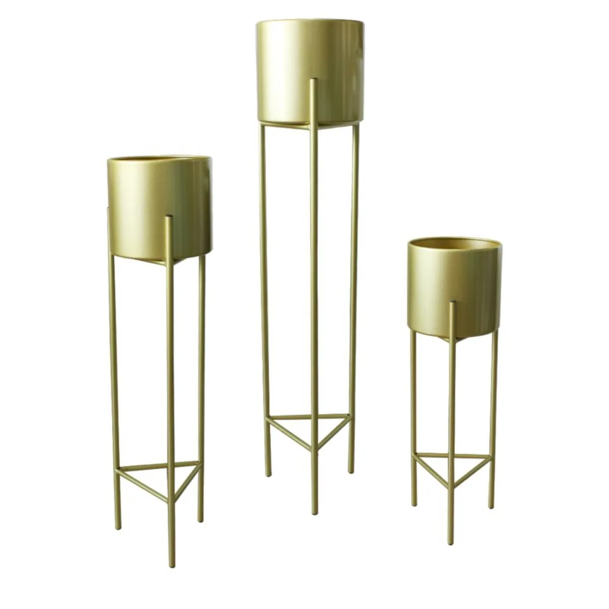 GENERICO - Macetero Maceta Pedestal Dorado Set de 3 Piezas
